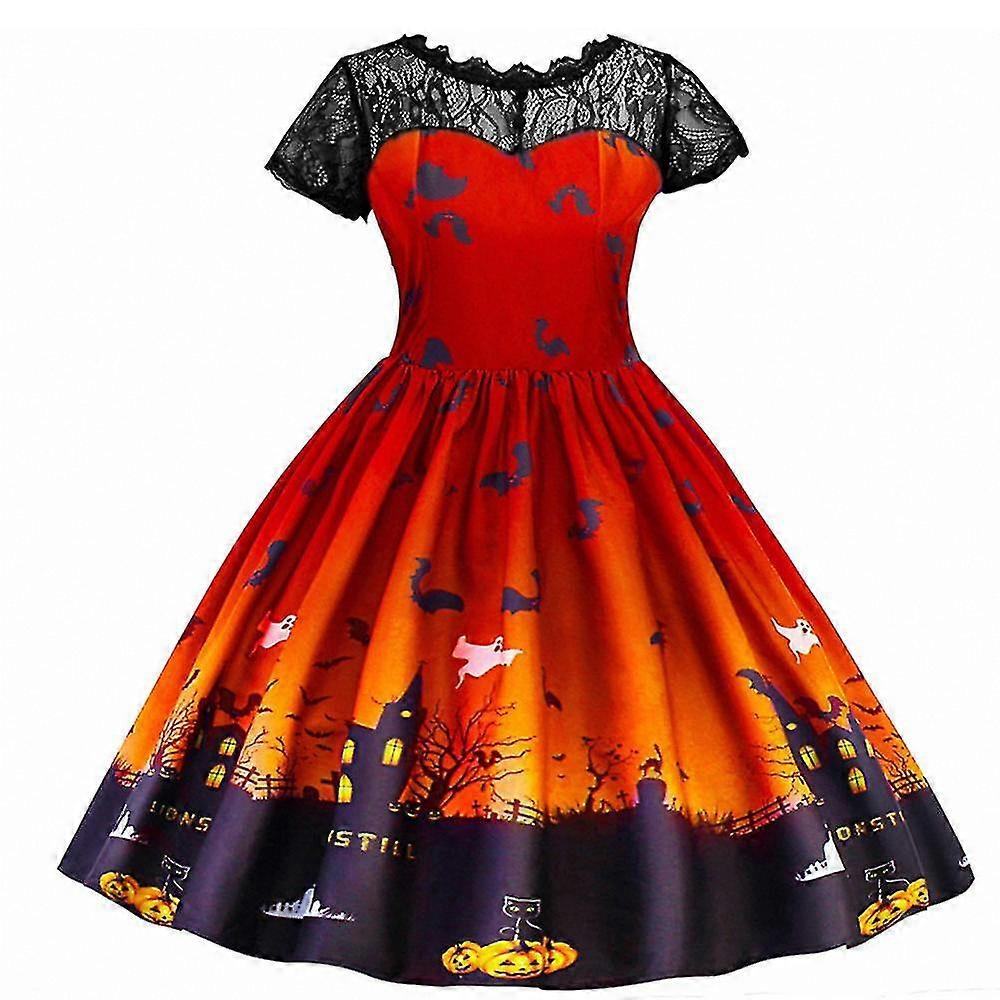 Explosion Modèles Halloween Mode Imprimé Long Filles Robe