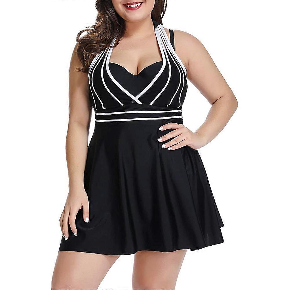 Dam Halter Baddräkt Plus Size Tvådelad Baddräkt Tankini Set