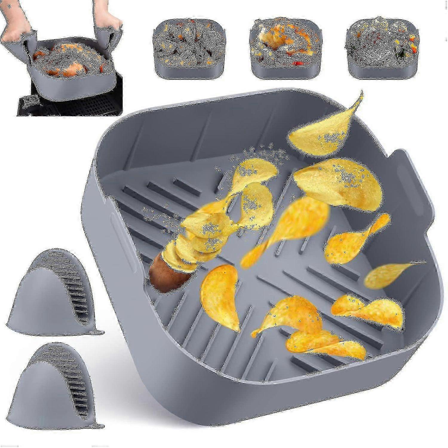 Moule en silicone pour friteuse à air chaud, pot en silicone de friteuse à air de 20 cm Pot en silicone de friteuse à air réutilisable avec