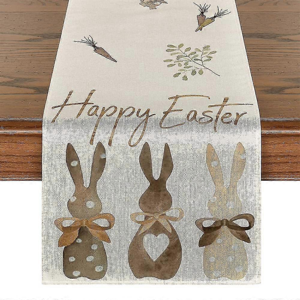 Carrots Bunny Happy Easter Print Table Runner Easter Party Table Cloth Dining Table Decoration