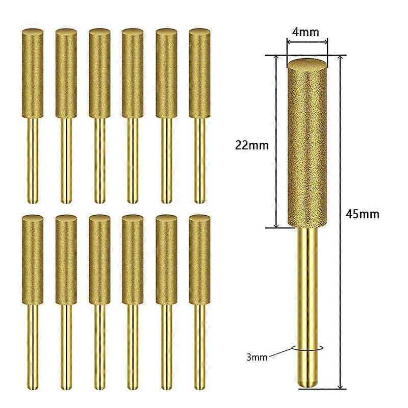 12Pcs Diamond Coated Cylindrical Burr 4/4.8/5.5mm Chainsaw Sharpener Stone File Chain Saw Sharpening Carving Grinding Tool Parts