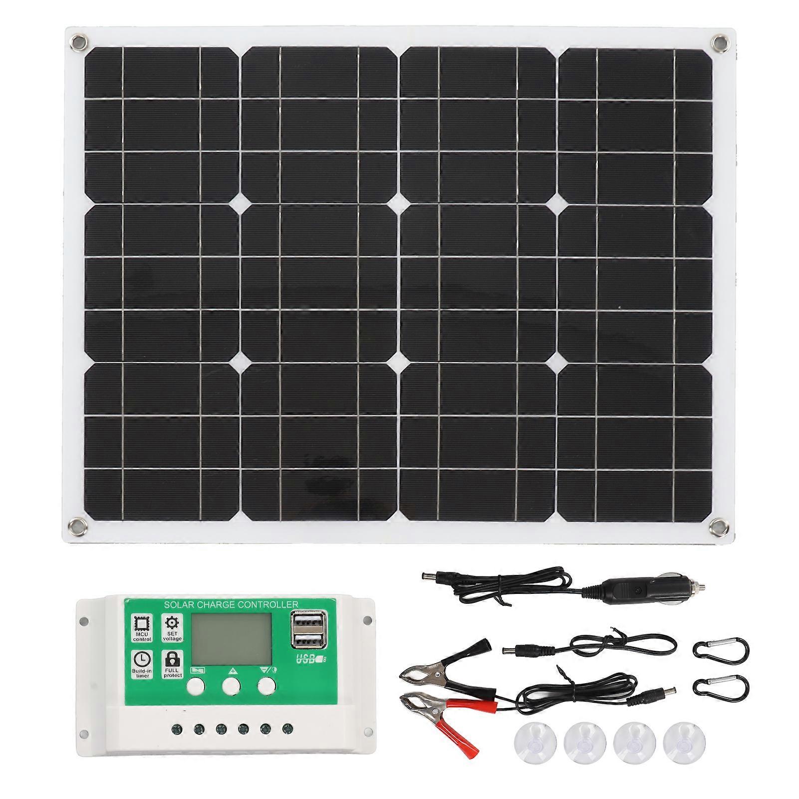 Monocrystalline Solar Panel 40W 18V with 100A Controller IP65 Waterproof High Efficiency for Camping Hiking