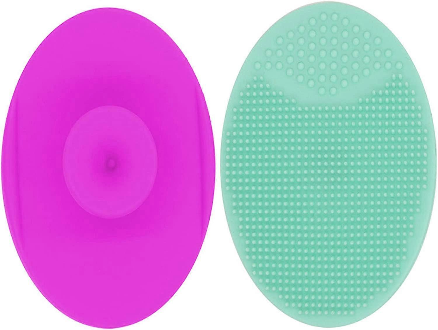 2 Pieces Cleansing Brushes,Face Cleansing Brush,Silicone Facial Cleansing Brushes,Silicone Mask Brush,For All Skin Types(Rose Red + Light Green)