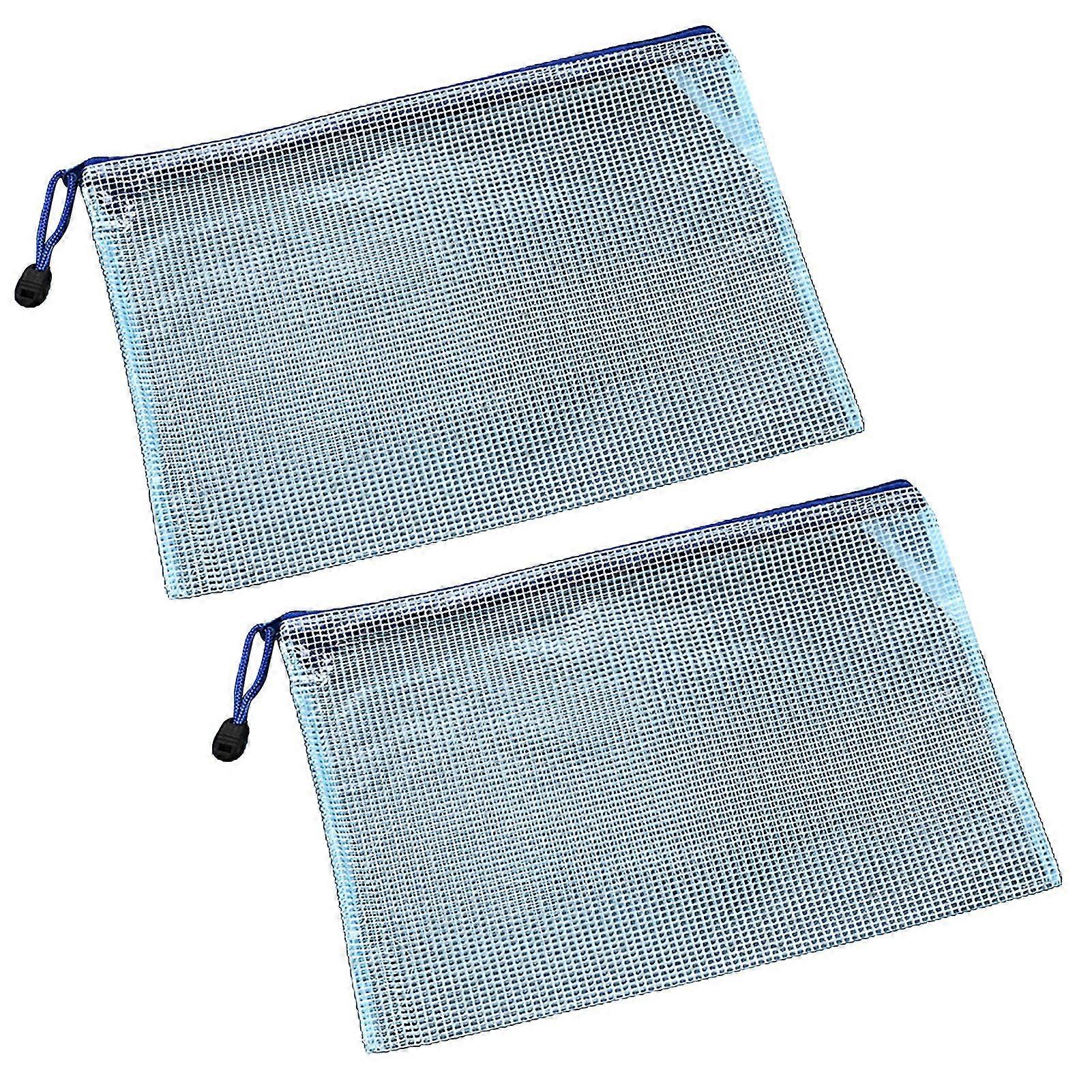 2Pcs A4 File Holder Waterproof Plastic Zipper File Folder Large Capacity Durable Flexible Document Bag for Office School