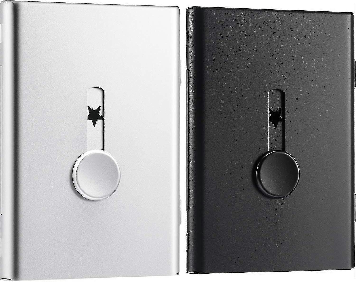 2pack Business Card Holder, Thumb-drive Business Card Case Slide Out Business Card Holders