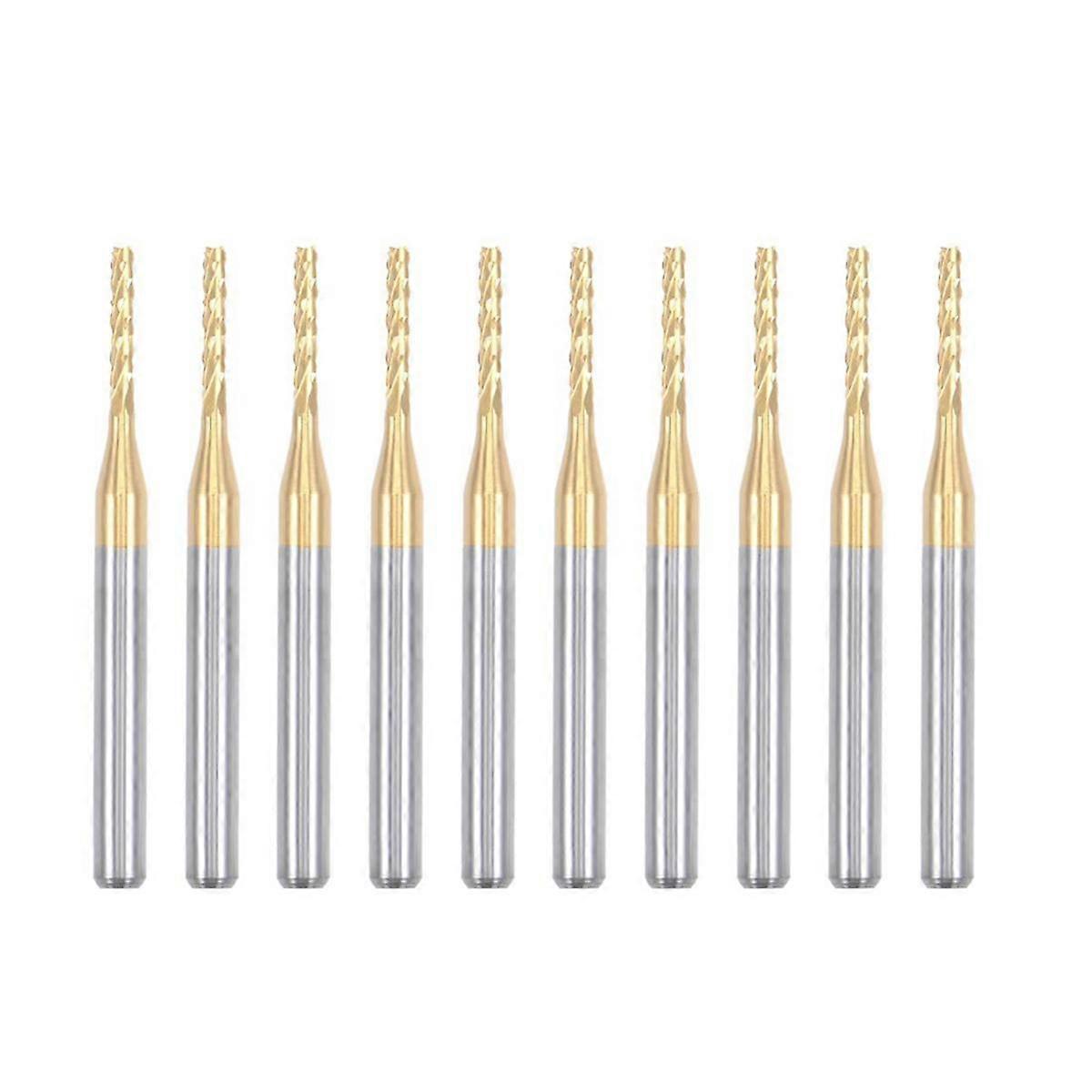 10PCS Titanium Coat Carbide End Mill Engraving Milling Cutter CNC Router Bits for PCB Machine, 1/8