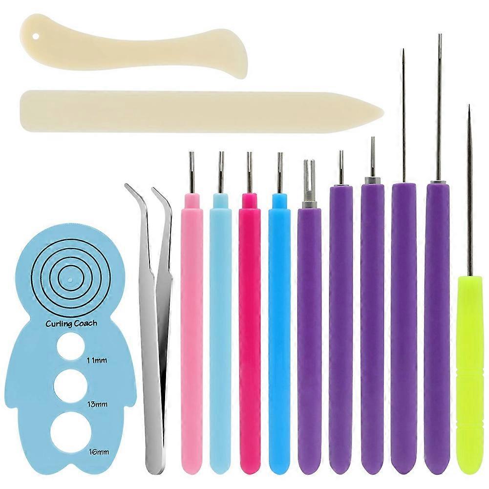 14 Pieces Paper Quilling Slotted Kit,Assorted Sizes Rolling Curling Quilling Needle Pen for Art Cra