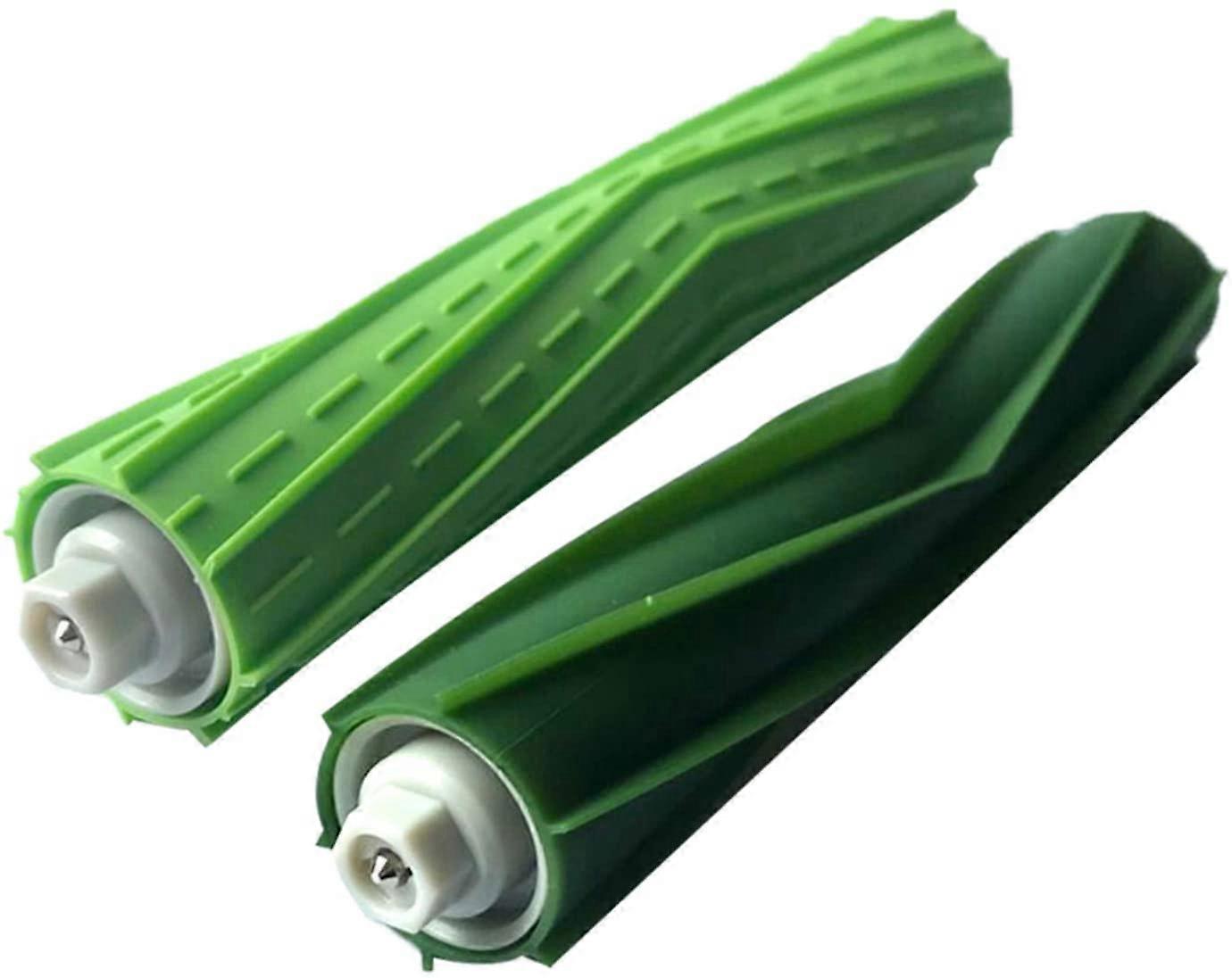 iRobot - 1 set with two replacement rubber brushes for all floors - 1 light green and 1 dark green - Compatible with the Roomba e / i series