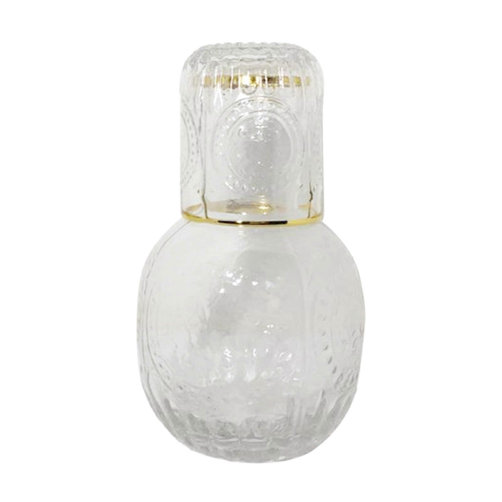 Karafka Bediside ze szklanym kubkiem, karafka do płukania jamy ustnej z grubego szkła do łazienki