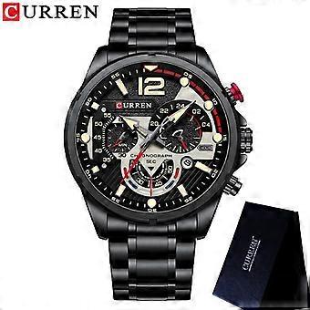 Man WristWatch Waterproof Chronograph Men Watch Military Top Brand Luxury Silver Stainless Steel Sport Male Clock 8395