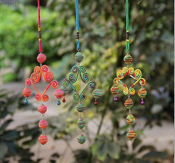 National Colorful String Manual Weaved Car Hang Decoration Yunnan National Style Artware