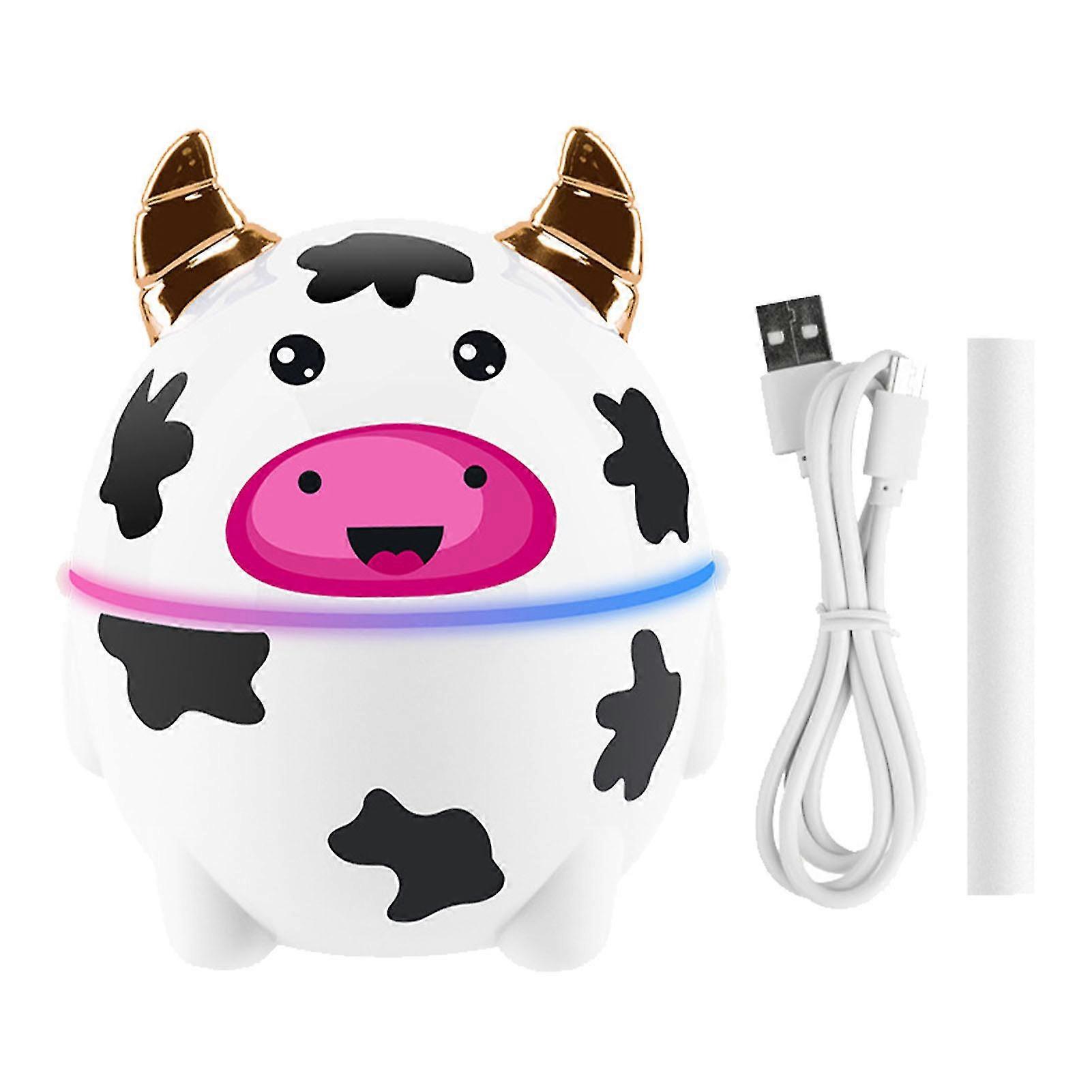Pet Humidifier 230ml for Bedroom and Office Cute Cow Design Fine Mist Moisturizing Lighting Desktop Use