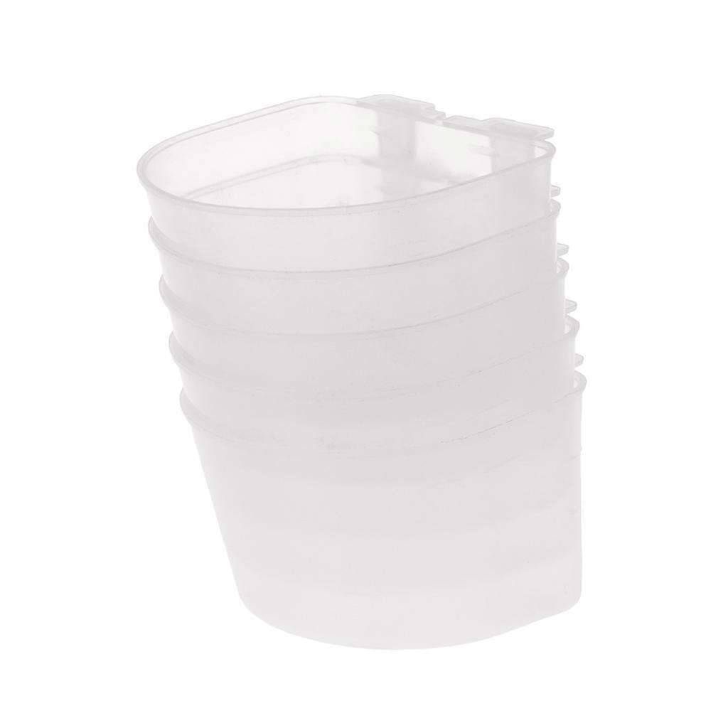 5-Pack Universal Plastic Hanging Cups for Small Birds Parrot Feeding Bowl