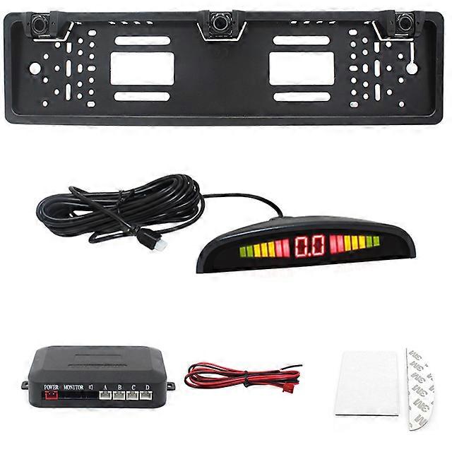 Car Parking Sensors Parktronics European License Plate Frame Reversing Radar with 3 Sensors EU Plate Frame
