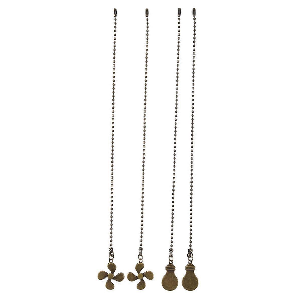 4Pcs Ceiling Fan Pull Chain Set,Bulb and Fan Pattern Pull Chain Extension Fan Pull Chain Pendant 12 Inch(Antique Bronze)