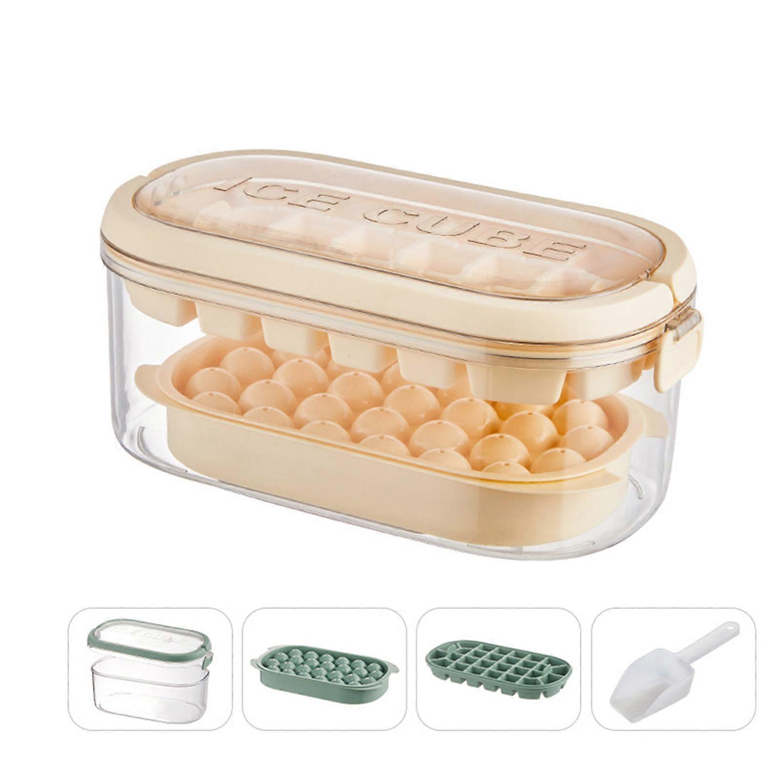 3 In 1 Ice Cube Tray with Lid and Bin,54 Compartment Ice Cubes Molds Spill-Resistant Removable Lid & Ice Scoop, for Whiskey,Cocktail