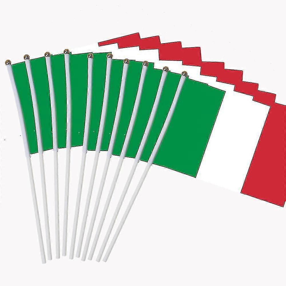 14x21cm 50pcs Small Italian Hand Waving Flags Flagpoles -t