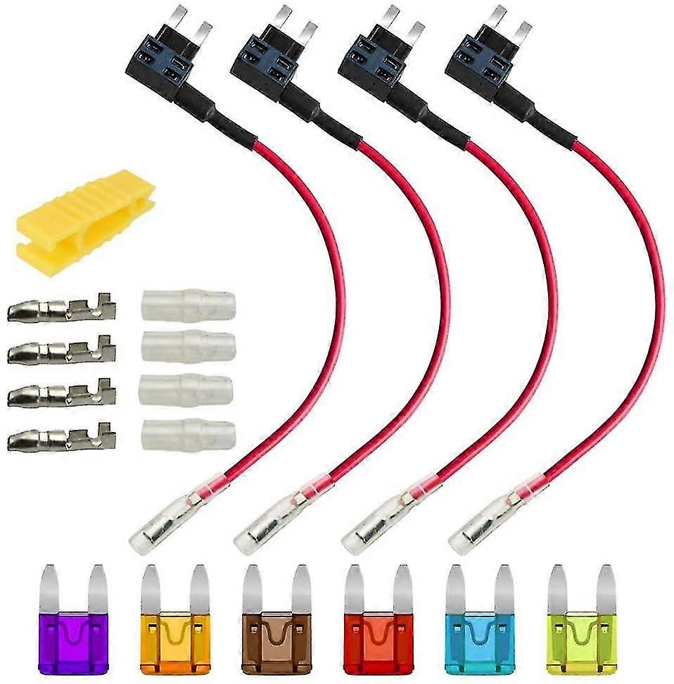 4Pcs 12V-24V 20A Small Add-A-Circuit Car Fuse Holder, Acs Blade Fuse Holder