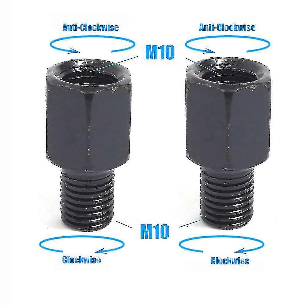 Pair Black Motorcycle Mirror Adapters M10 10mm M8 8mm Rearview Mirrors Conversion Bolt Clockwise Anti-clock Right Left Thread