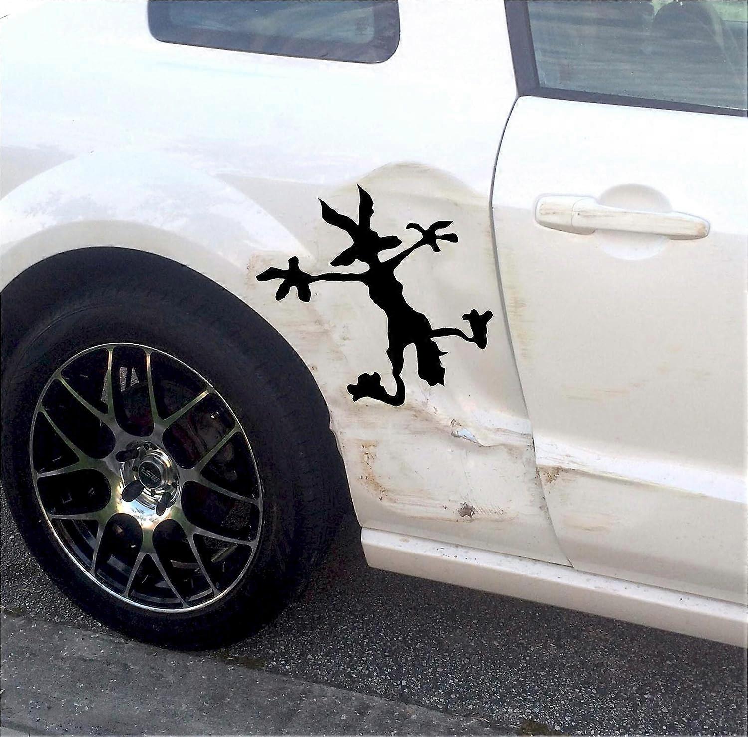 5 Pack occasionprints Vinyl Dent Fix Wile E Coyote Vinyl Hit Decal Cars Truck Window Sticker Splat Wiley car Bandaid Color or Reflective