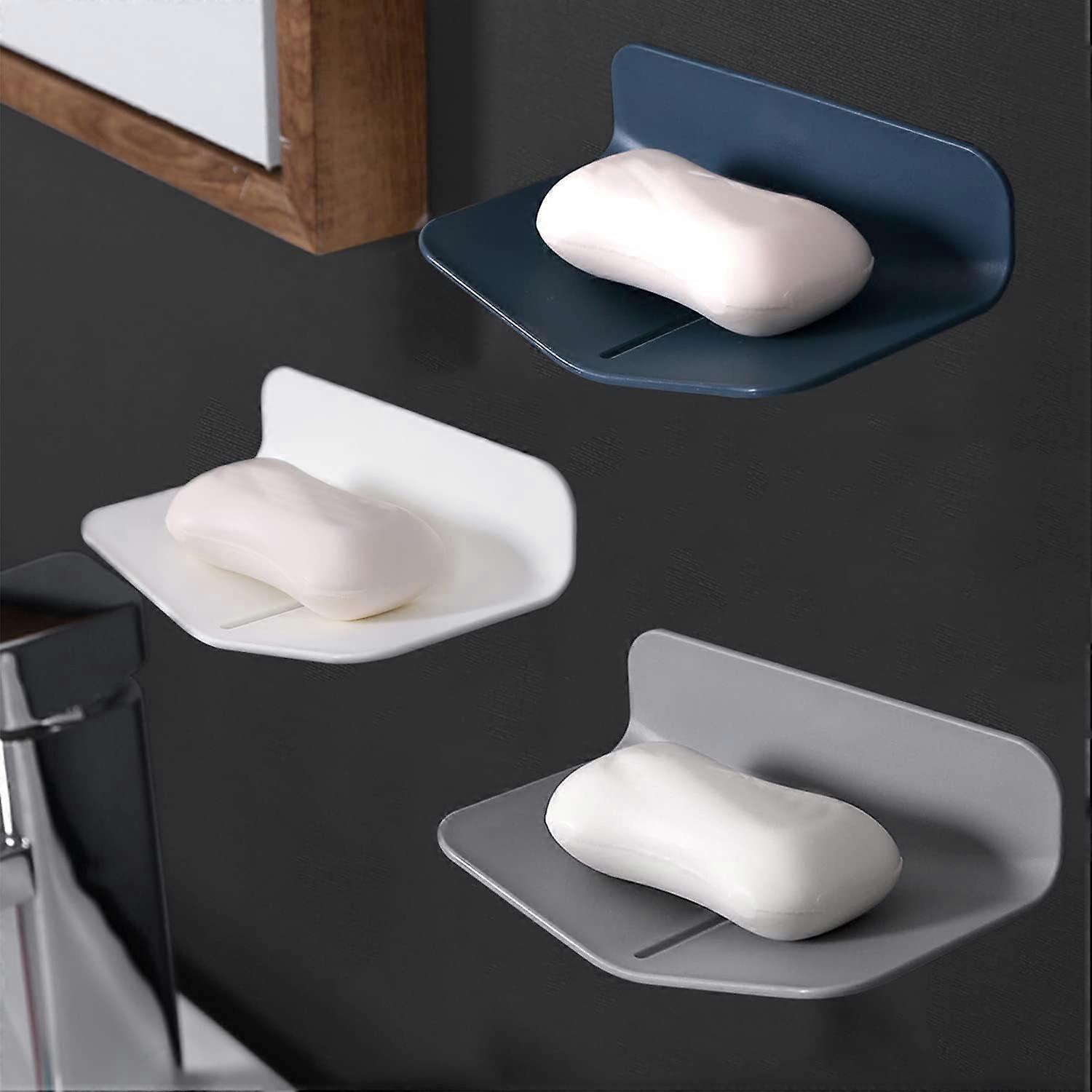 V-shaped soap box (3 pieces) Wall mounted drainage soap box for shower Plastic soap box for shower, suitable for kitchen, bathroom.