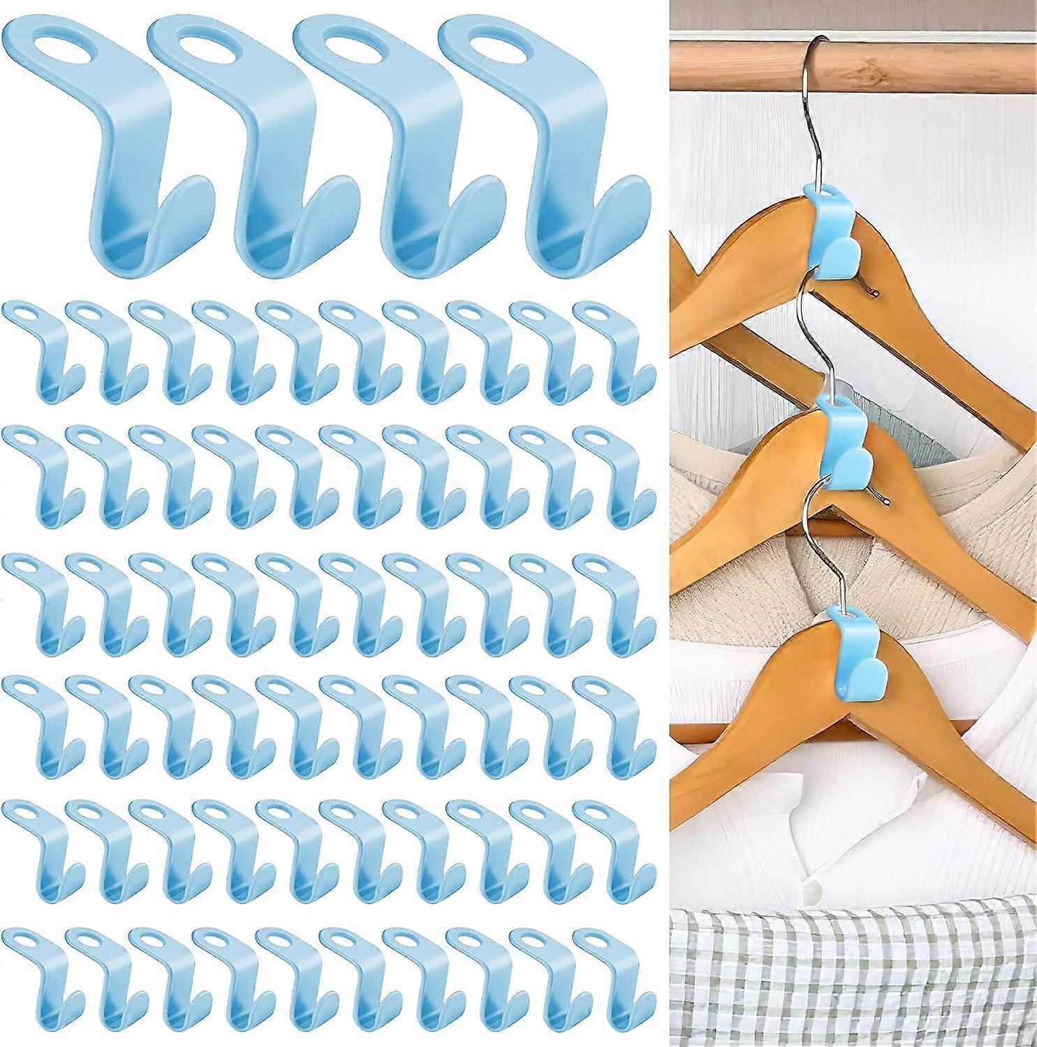 62 Pieces (Blue) Space Saving Hanger Hooks Hanger Connecting Hook, Mini Cascading Hangers Closet Organizer Great for saving space in your closet