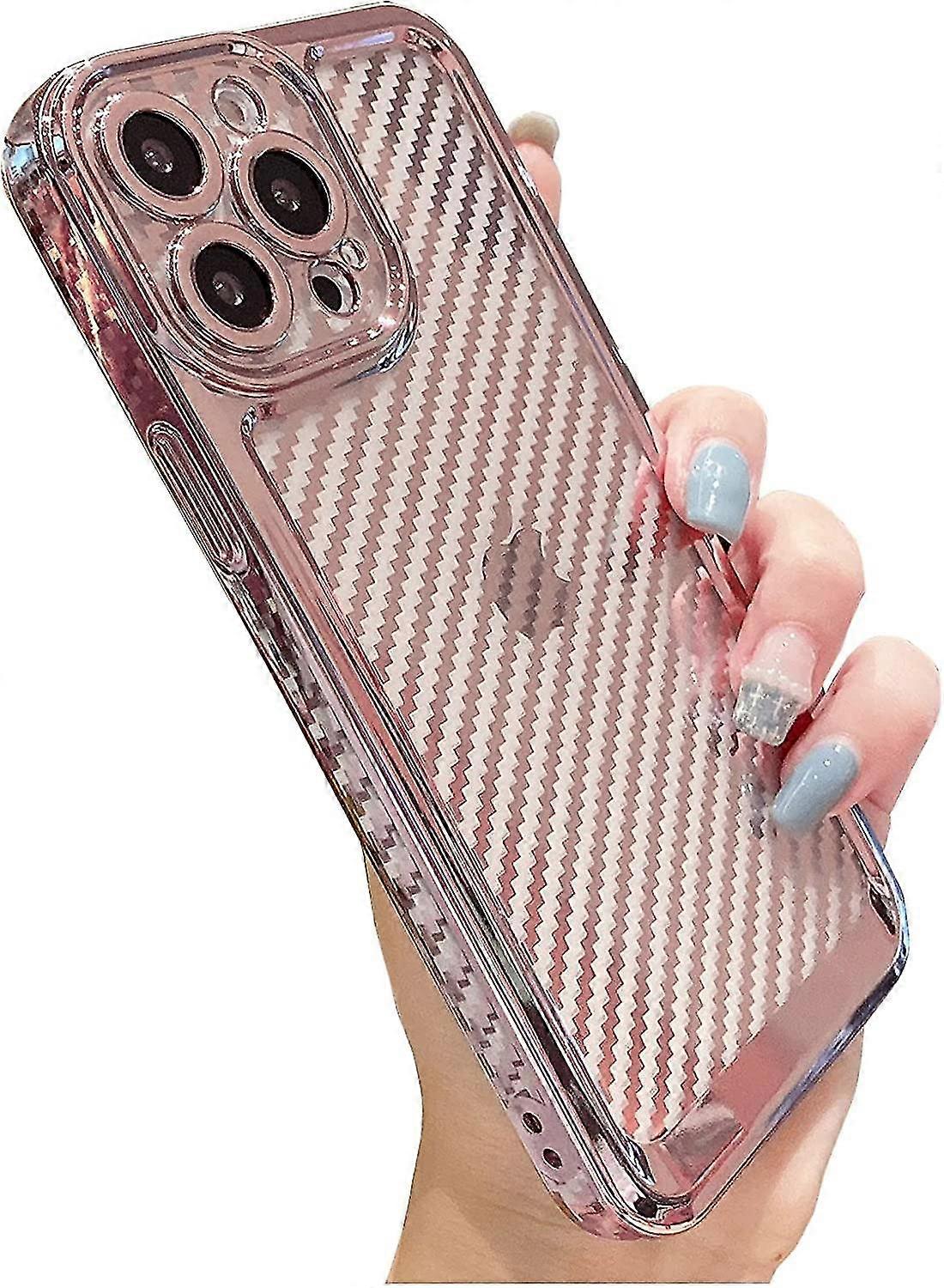 Plating Stripe Pattern Case Compatible With Iphone 14 Pro Max/14 Pro, Soft Tpu Shockproof Cover With Lens Protector