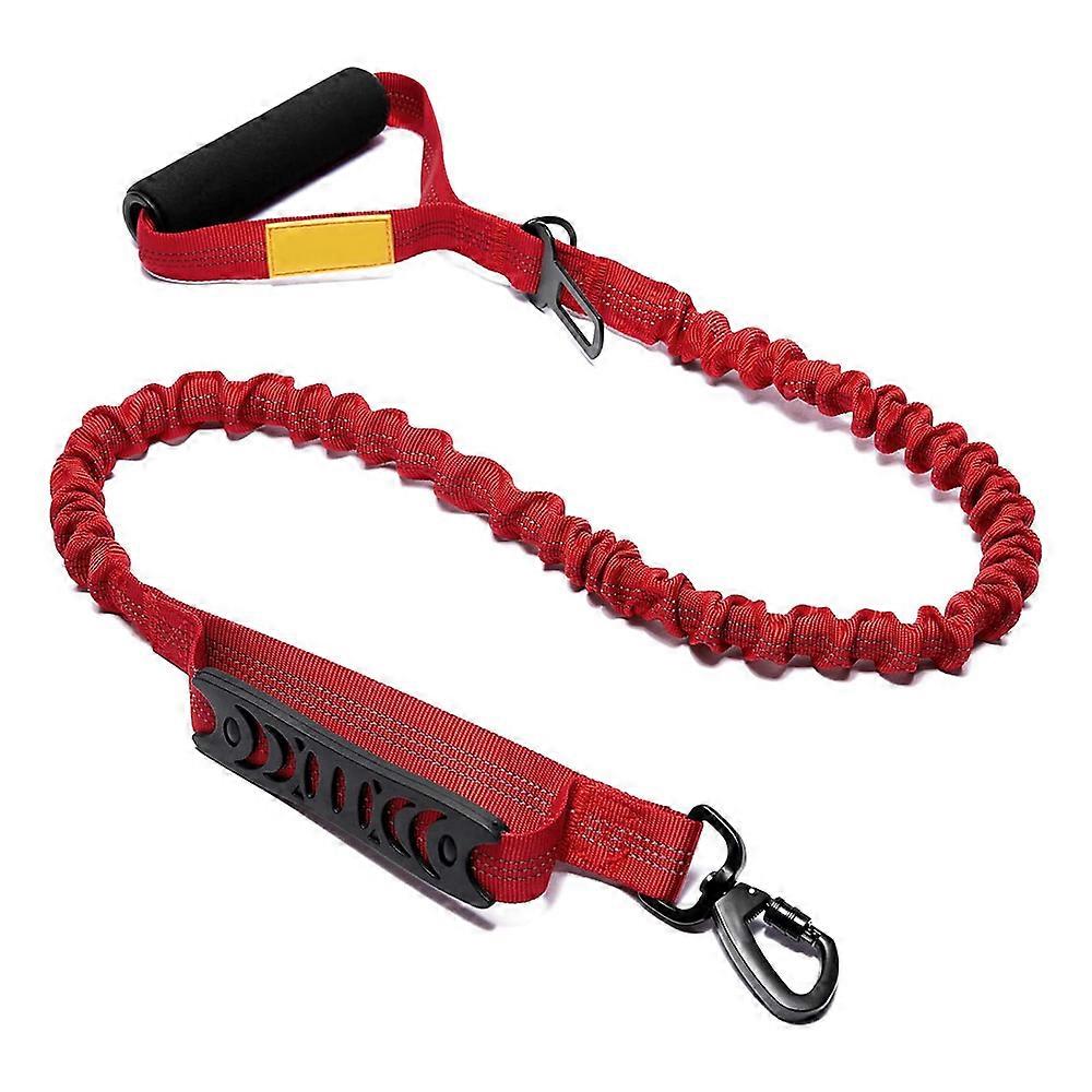 Reflective Dog Leash Shock Absorbing With Comfortable Padded Handle And Traffic Handle Suitable-Red