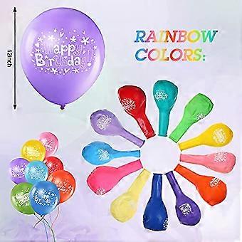 Decorazioni Colorate Per Compleanno - Striscione Arcobaleno E 12 Palloncini In Lattice Per Uomini, Donne, Ragazzi E Ragazze - 3