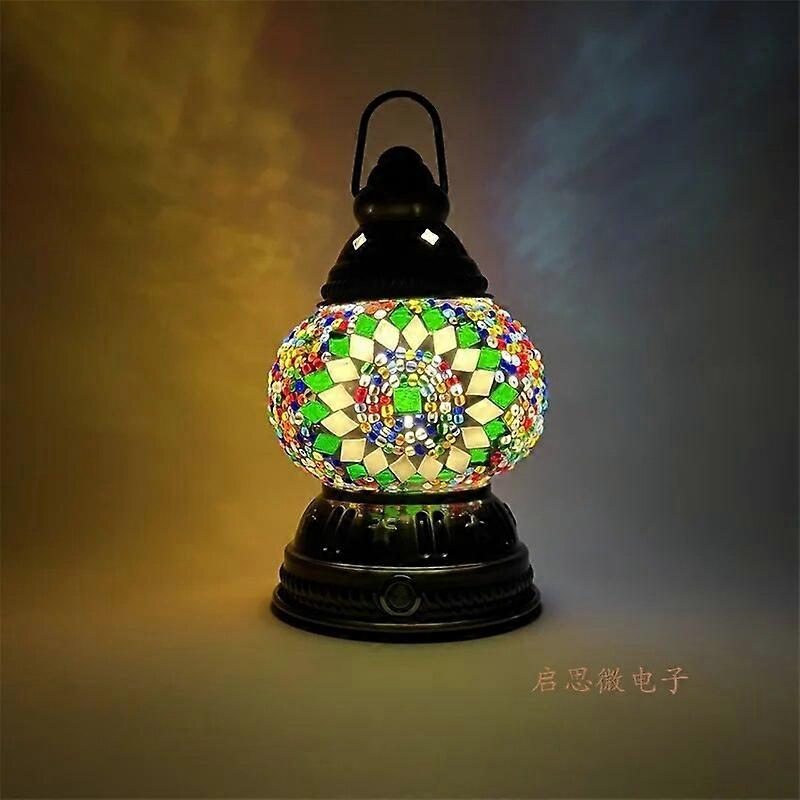 Mini Vintage Turkish Mosaic Hanging Lanterns Battery Warm Light Led Camp Lantern Rechargeable Lightweight Tent Lamp For Outdoor