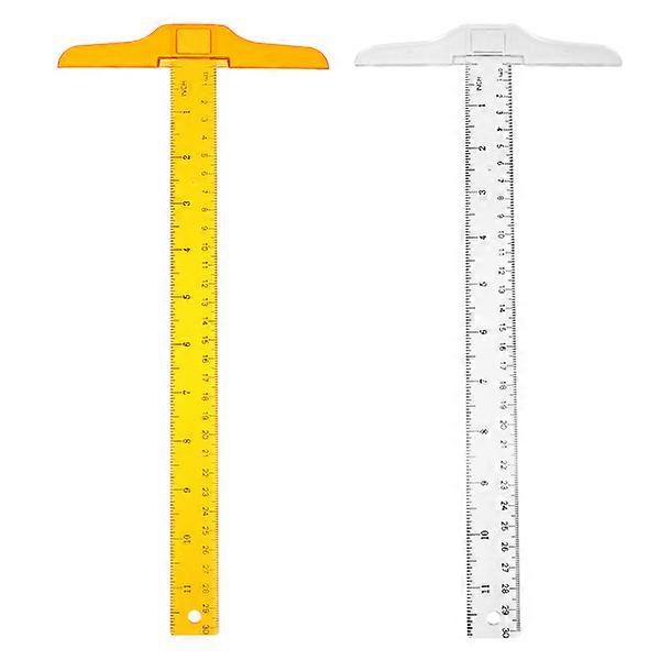 2 Pcs T Shape Rulers Double Scale Ruler Plastic Measuring Ruler Measuring Tool