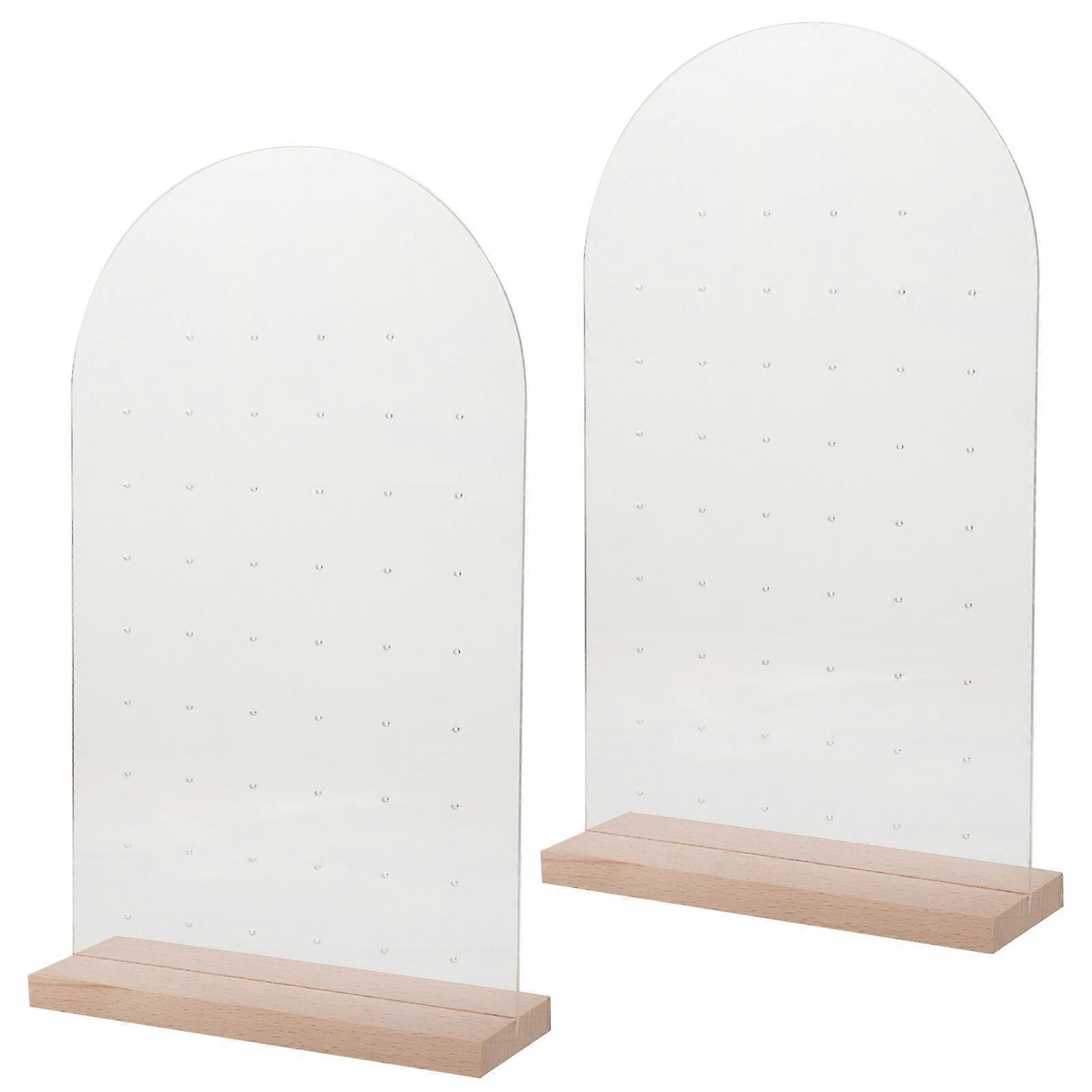 2 stücke Acryl Ohrring Display Racks Holz Basis Ohr Studs Display-ständer Schmuck Halter