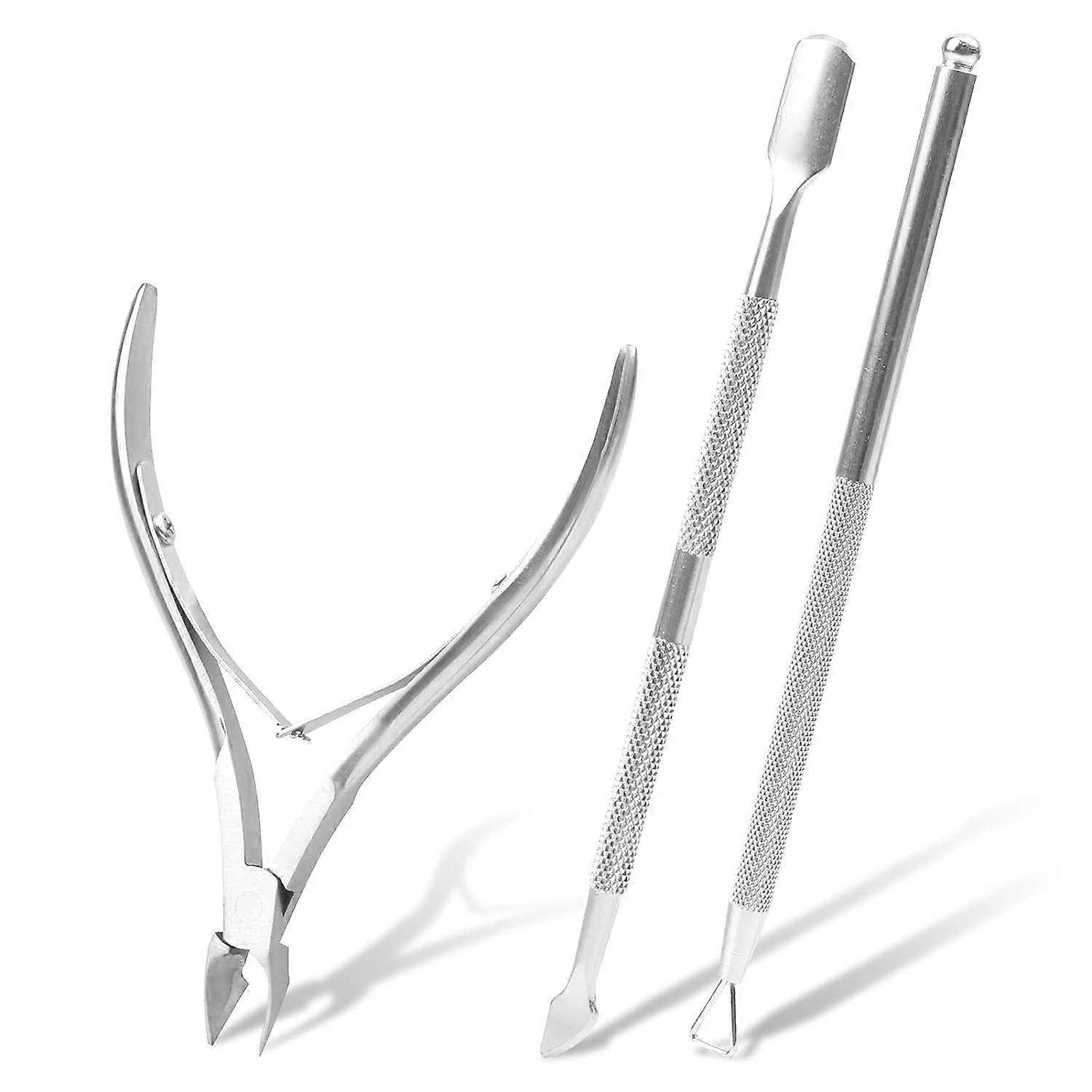 Jdd Power Ensemble de tondeuse à cuticules - Nipper Pusher Ciseaux Triangle Peeler Outils de manucur