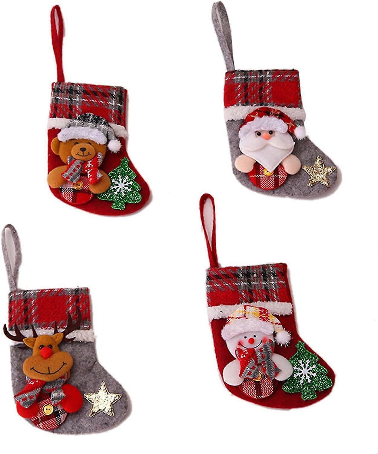 4 buc ciorapi de Crăciun, bomboane de umplere cu pradă de Crăciun (D-583-A)