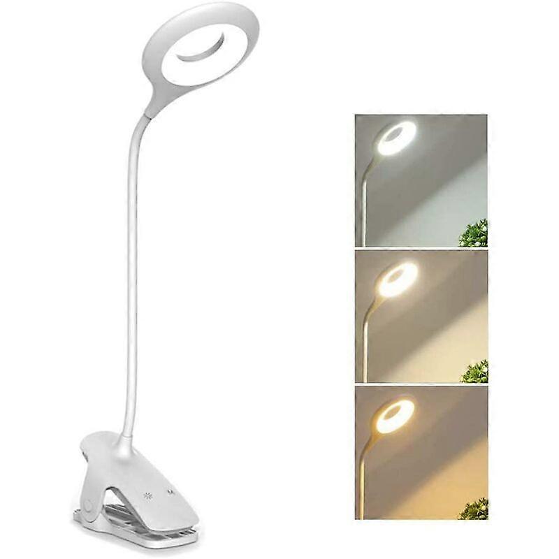 Rechargeable Wireless LED Desk Lamp, 3 Color and 3 Dimmable, Touch Bedside Lamp with Clamp for Kids, 28 LEDs, Portable Clip-on Reading Light for Book