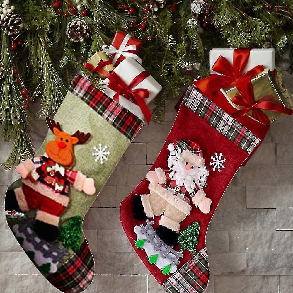 2 Pieces Socks Large Gift Bag For Tree Decoration Christmas