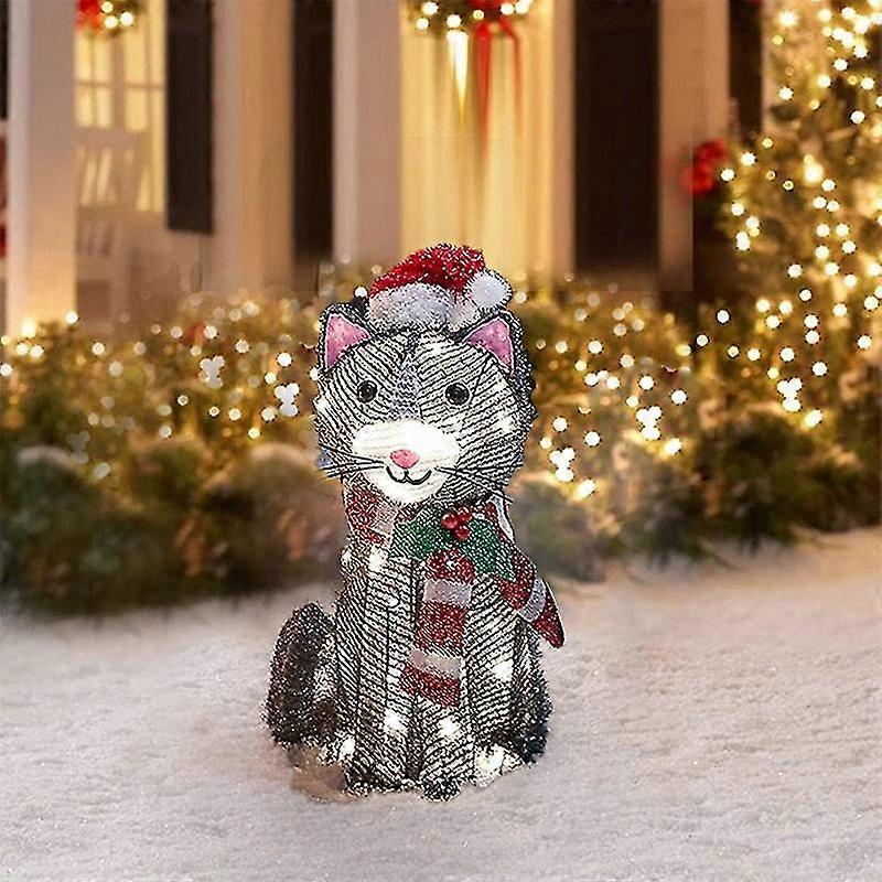 LEDライト付きブランドの新しい2Dクリスマス犬アクリルガーデンステーク付き庭の装飾