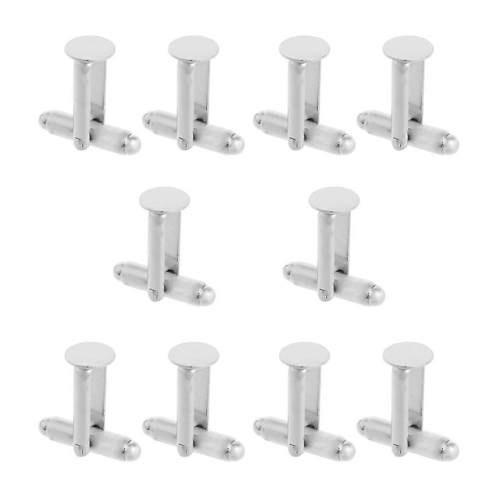 Piercing Classic 10 Pcs Men's Cufflinks Cuff Link Silver Tone Backs Blanks 0.31"