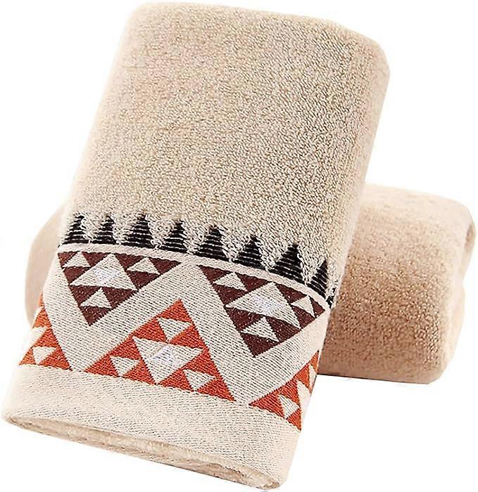 Hand towel 2-piece set with geometric pattern Cotton