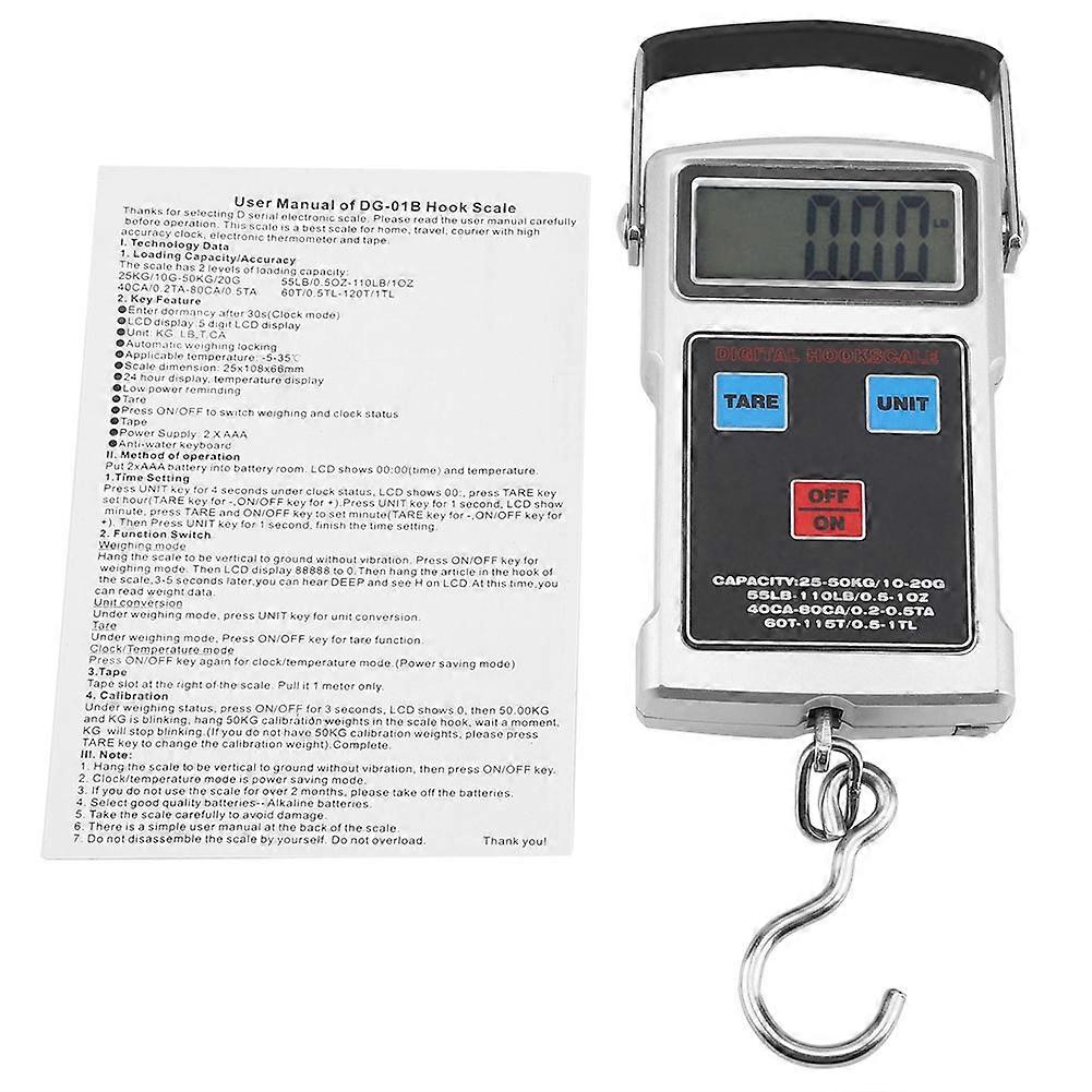 50KG Portable Electronic LCD Digital Weight Scale with Tape Measure Hook