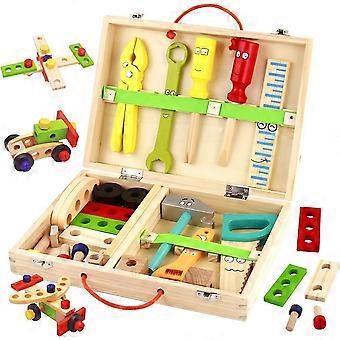 Wooden Toys, Kids Tool Set- Kids Toys Tool Box Kit ,Construction Role Play Educational Toddler Toys, for 3 4 5 Year Olds Kid Gifts