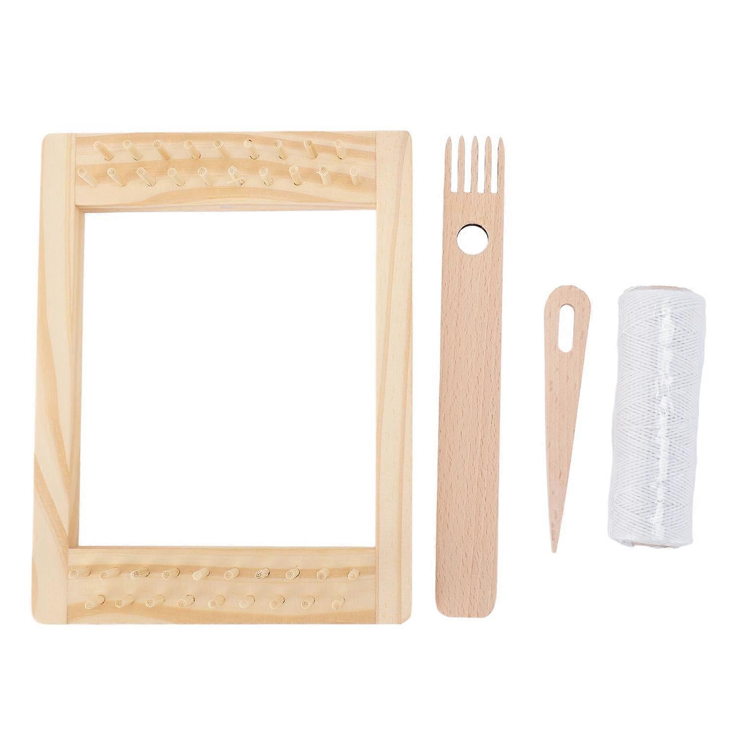 Weaving Loom Kit DIY Handcraft Rectangle Wooden Multi Craft Weaving Loom with Needles Thread for Wea