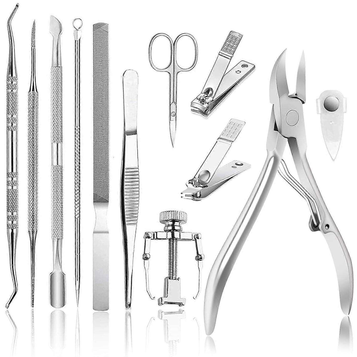 12PCS Toenail Clipper Set for Ingrown Toenails, Stainless Steel Tools with Curved Blades and Ergonomic Handles