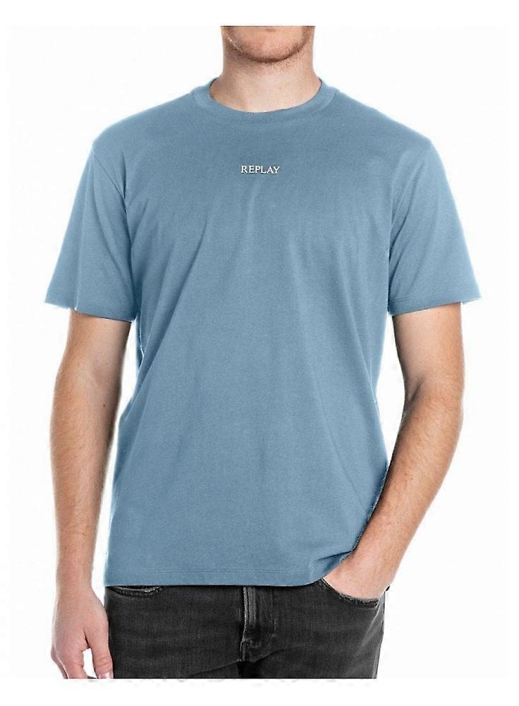 Men's Replay Logo T Shirt Light Blue