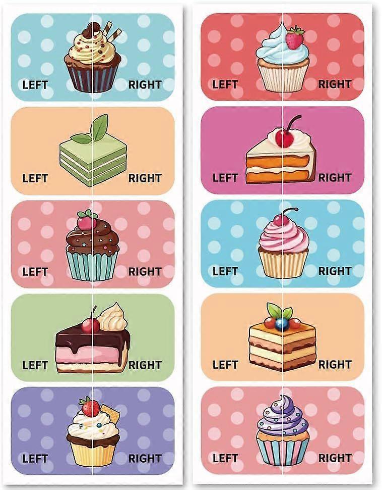 Shoes Stickers for Shoes Learning Left Right Cake 100pcs(50 Pairs) Self-Adhesive Shoes Stickers Labels Decals to Help Put Shoes On