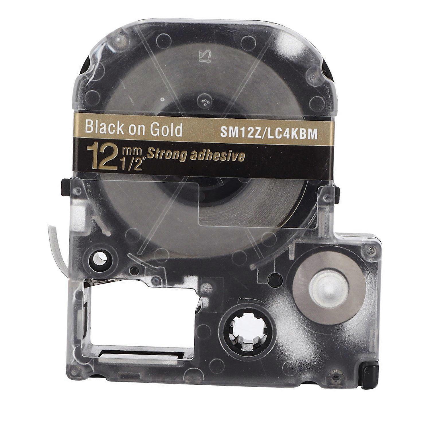 Label Tape 12mm OilProof AntiCorrosion WearResistant Transparent Durable Label Maker Tape(Black On G