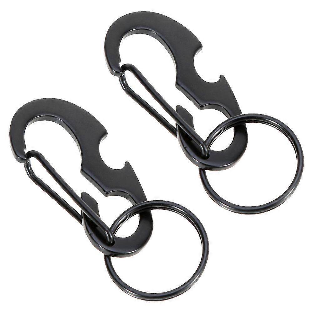 Stainless Steel Bottle Openers Mini Style D Ring Shape Keychains With Key Ring Connectors