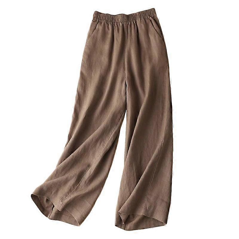 1PC Women Cotton Linen Trousers Pants Straight Tube Pants Wide Leg Pants Breathable Casual Summer