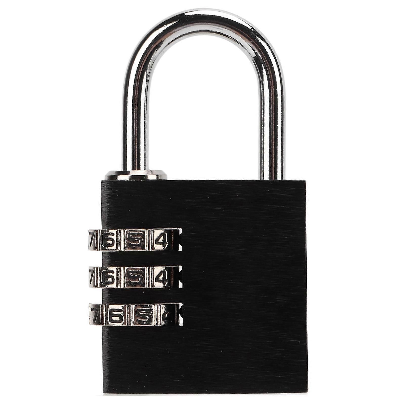 3 Digits Security Combination Padlock Black Solid Aluminum Alloy for Gym Locker Cabinet Toolbox Luggage
