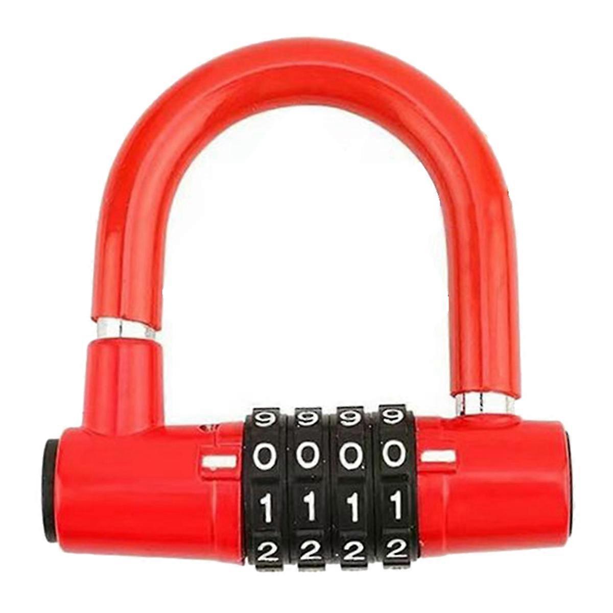 Convenient 4 Digit Code Bicycle Security Lock U Shape Anti Theft Motorcycle Ring Lock Password Lock for Outdoor Riding
